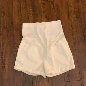 White maternity shorts